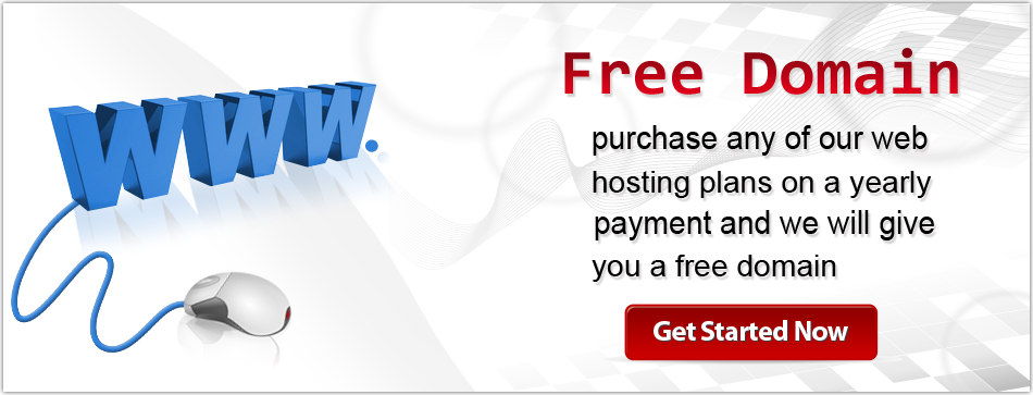 Free domain on ALL annual web hosting payments.